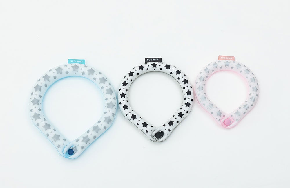 SUORING for dogs star 28°ICE ボタン付　左からリフレクターブルー・ブラック・リフレクターピンク