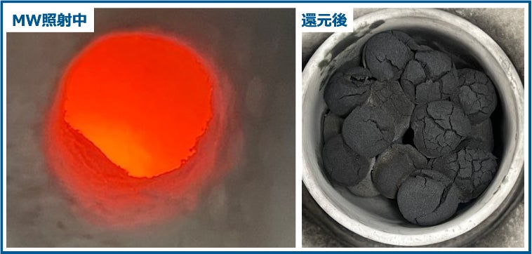 ラボでのマイクロ波による鉄鉱石の還元