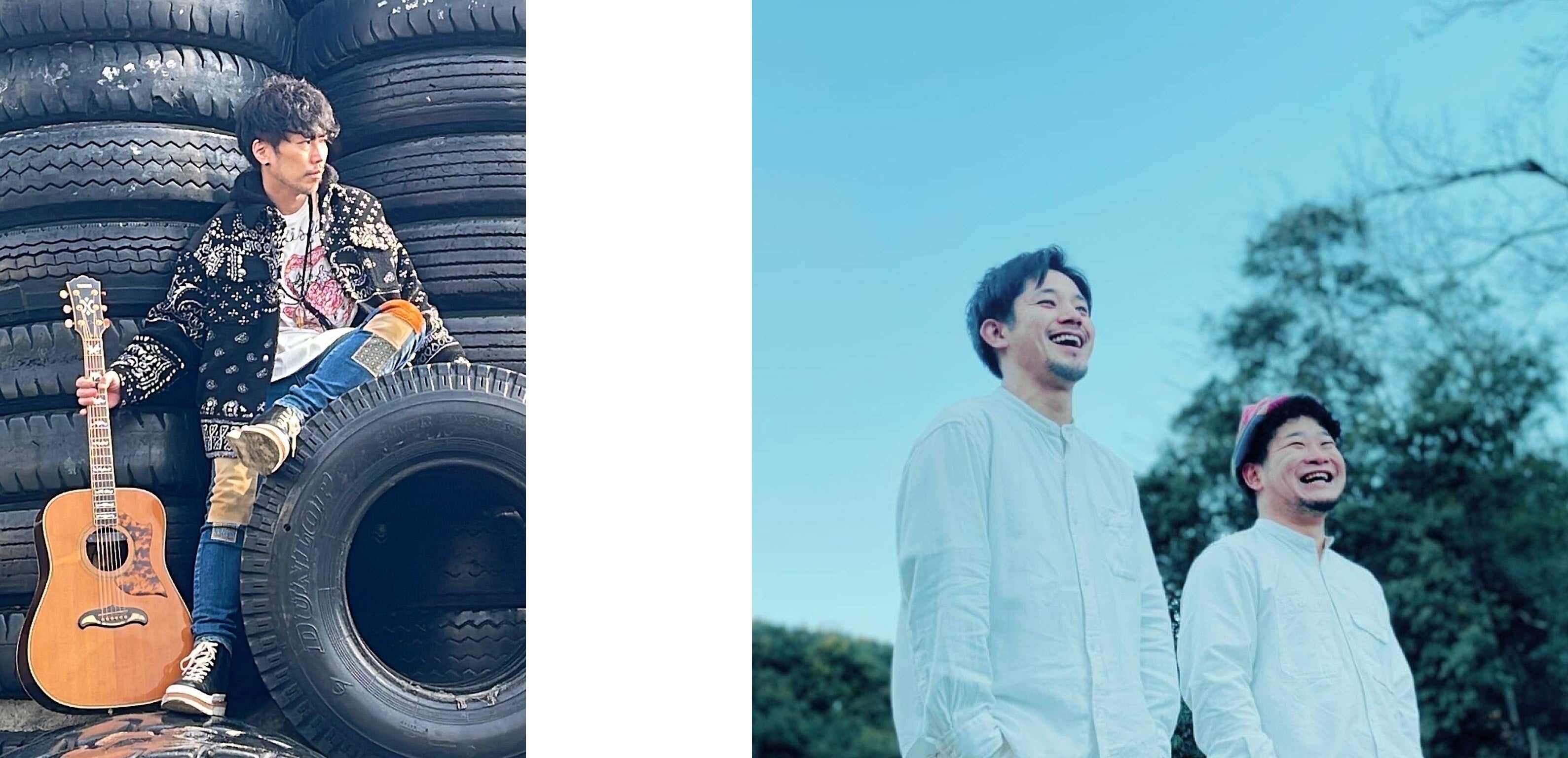 ■本郷徹band（左）　2019年、バンドセットでの活動を開始。哀愁漂うスケール感のあるアコースティックロックサウンドが武器。　■LIKA LIFE（右）　神戸出身のシンガーソングライターmacoと奈良出身のアコースティックギタリスト元哉によるユニット。