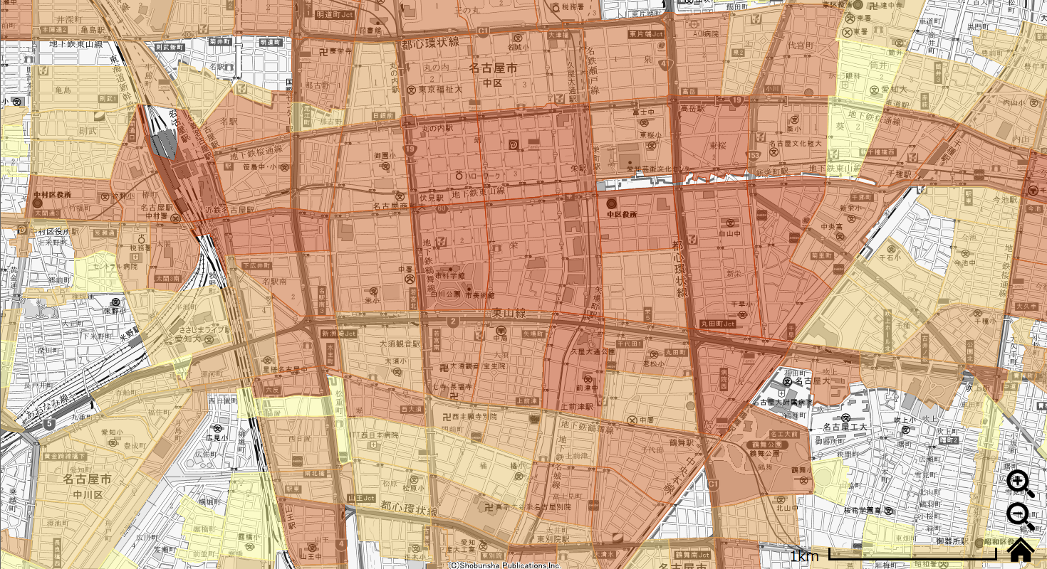 事故エリア表示例
