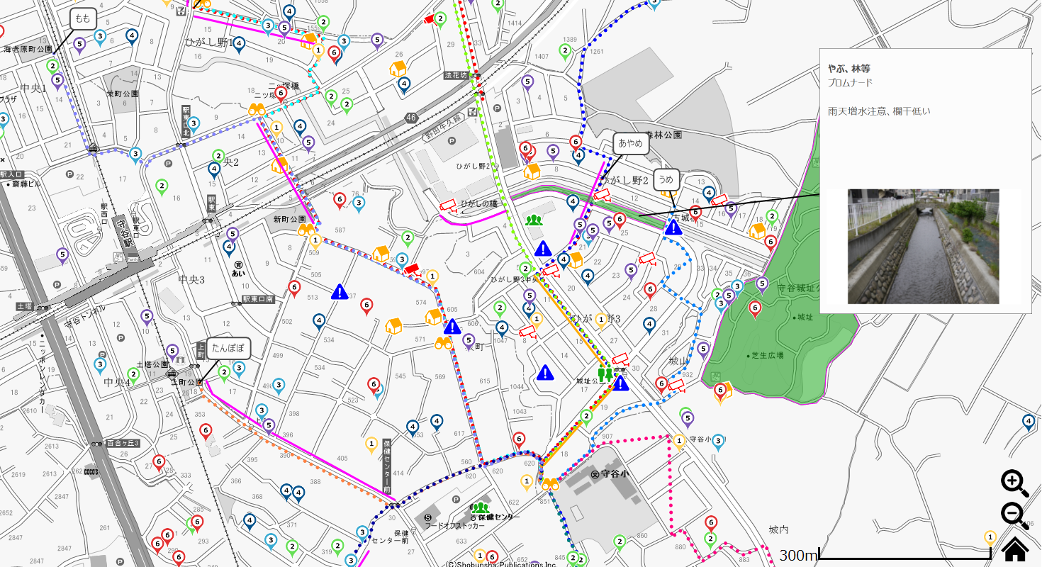 地図上での情報表示例