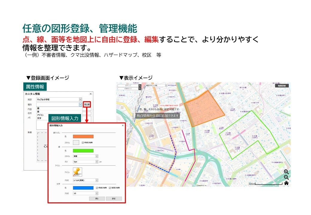 任意の図形登録管理機能