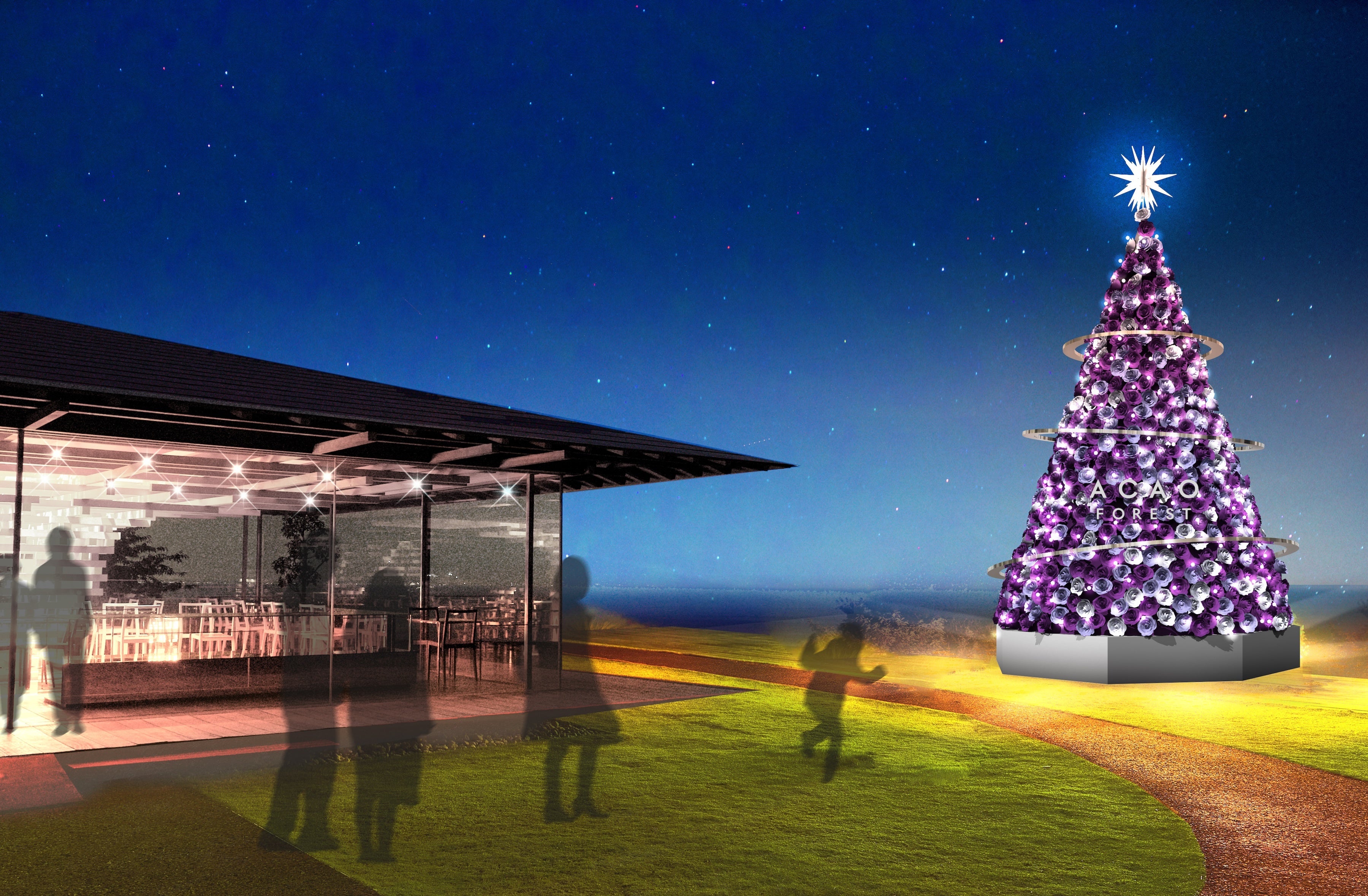 高さ4mのパープルツリーが、相模灘を望む園内随一の絶景スポットに登場