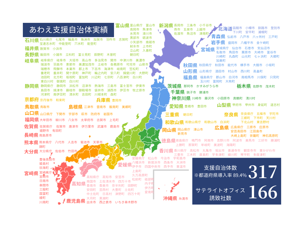 あわえ支援自治体317（2024年3月29日時点）