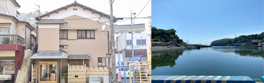 ミナトラボの外観、目の前には漁港がのぞめる