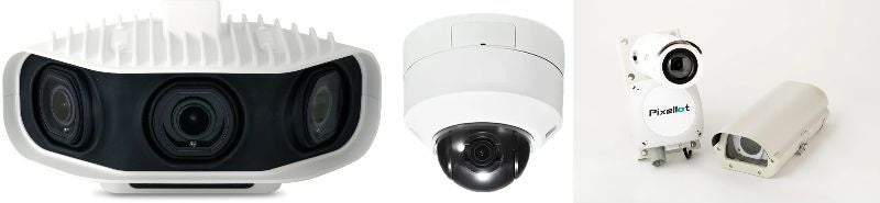 （左から）AIカメラ、固定カメラ、野球専用AIカメラ