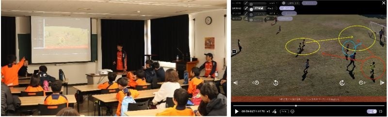 フィードバックを行う渡部コーチ・分析画面