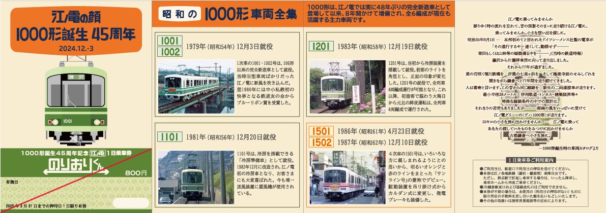 江ノ電1000形45周年記念1日乗車券」発売!! | 江ノ島電鉄株式会社の 江ノ電1000形45周年記念1日乗車券」発売!! | 江ノ島電鉄株式会社の