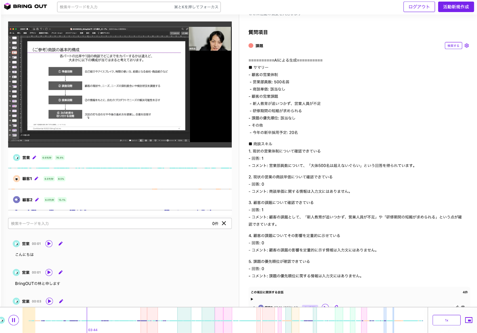 （ブリングアウト使用時の画面）
