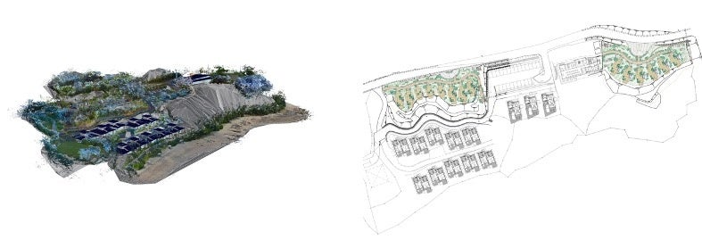 左：3D測量データイメージ　右：簡易配置図