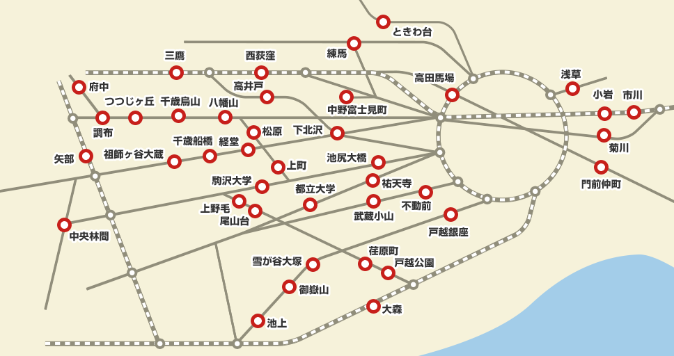都内の場合赤丸の場所で購入できます