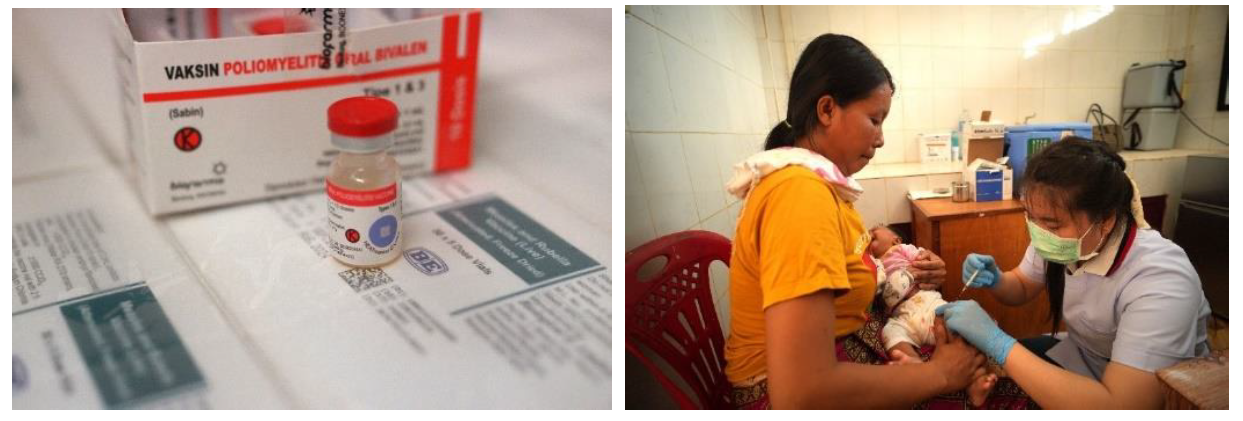 支援国に贈られたワクチンとワクチン接種の様子