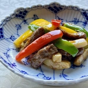 佐賀牛と新鮮たけのこ、ピーマンの炒め