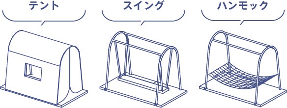 アタッチメントを付け替えることで「揺れる」「傾く」「バランスをとる」この3つの重要なあそびを限られたスペースの中で提供できるので、療育現場に留まらず保育時の室内運動にも活用できます。
