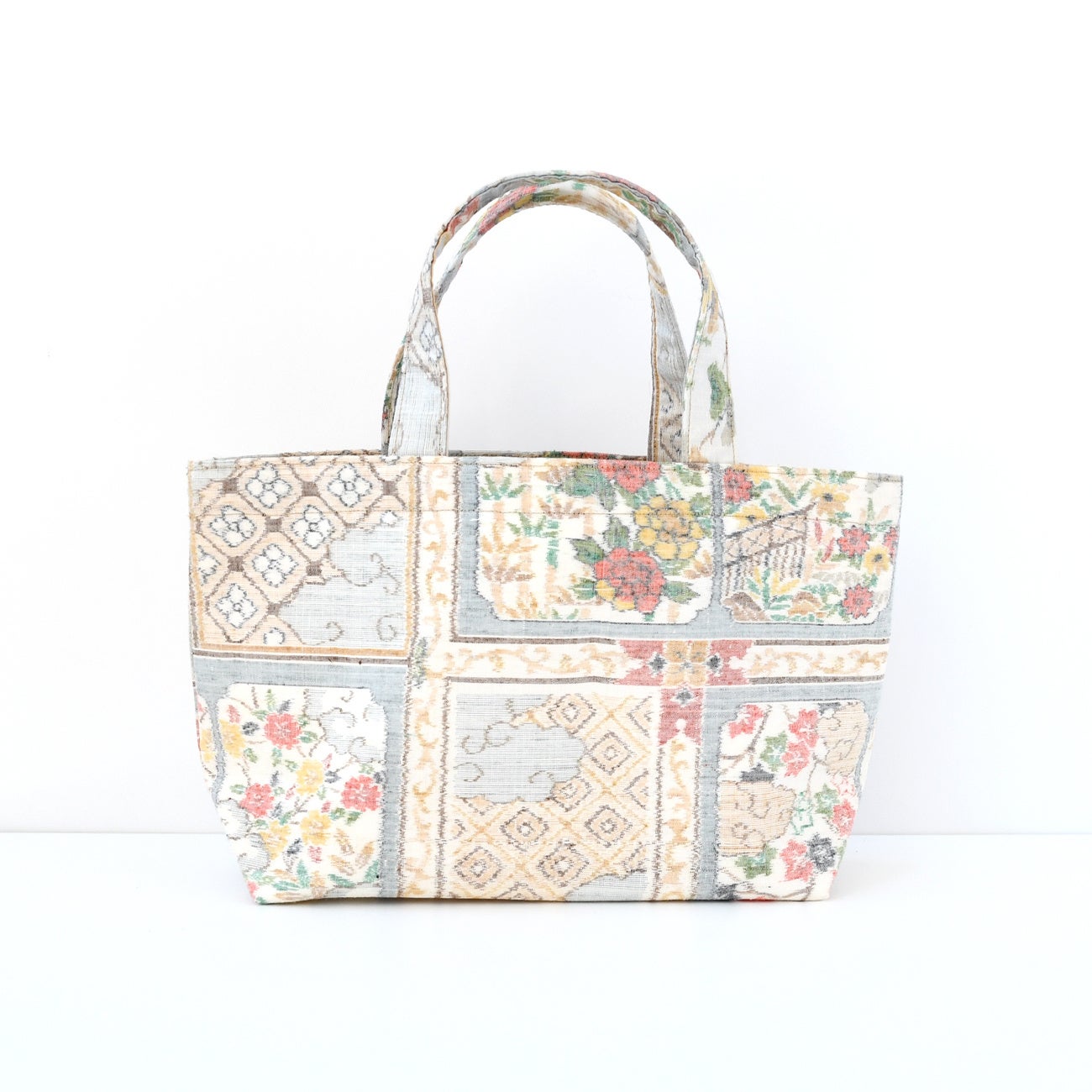 ミニトートバッグ 格天井に牡丹（紬）｜きもの川澄　2,970円