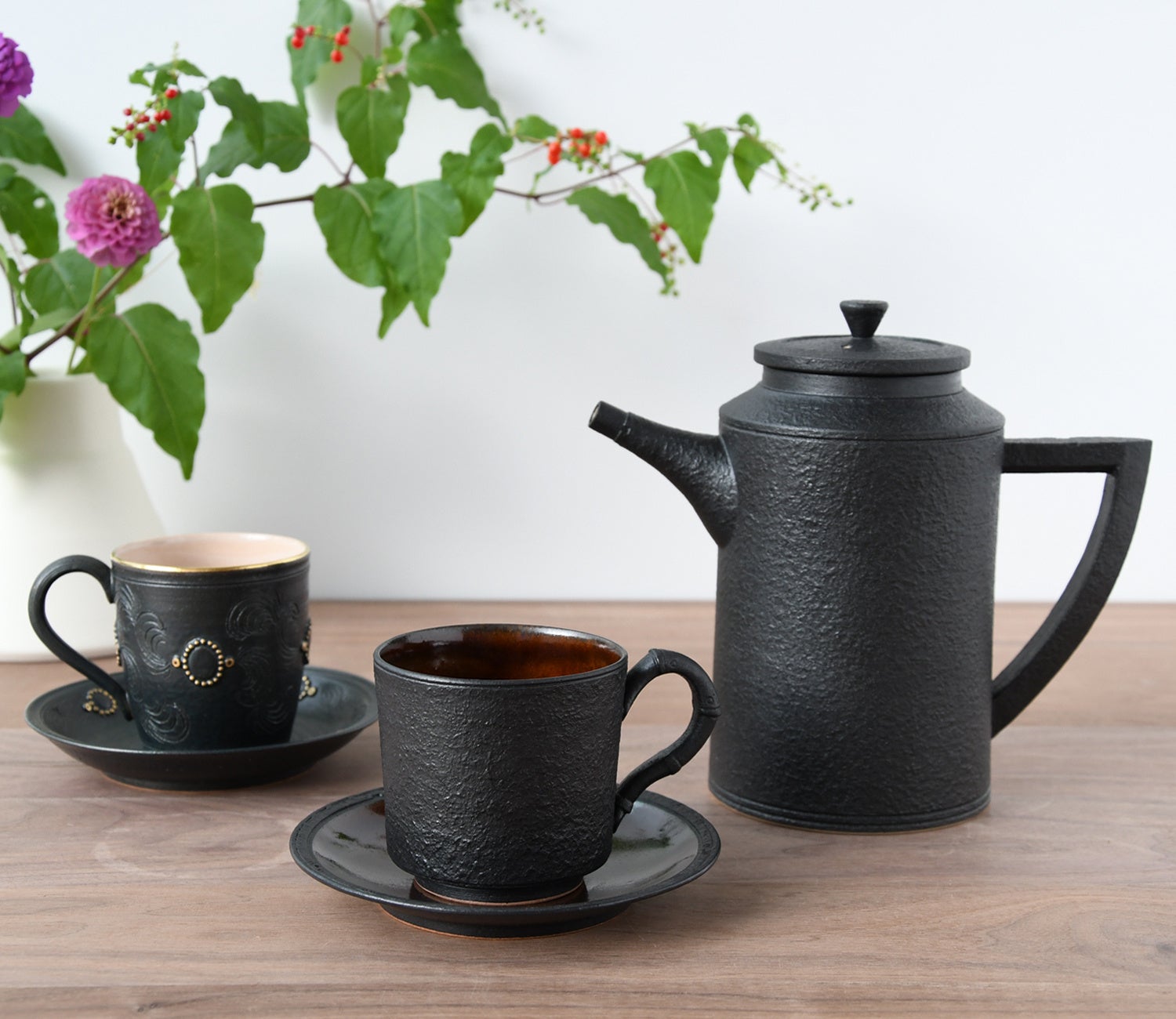 うつわ彩りセット￼ 作家 増山文 長角中皿 縁桃紫鳥ピンク ｜作家もののうつわ通販 四季折