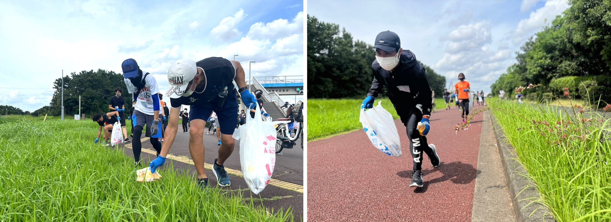 街中でのプロギングの様子