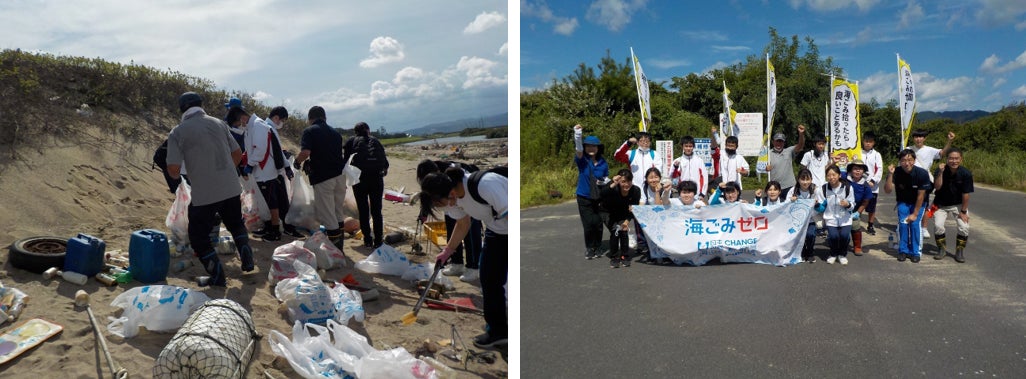 出雲市湊原海岸での海洋ごみ調査の様子