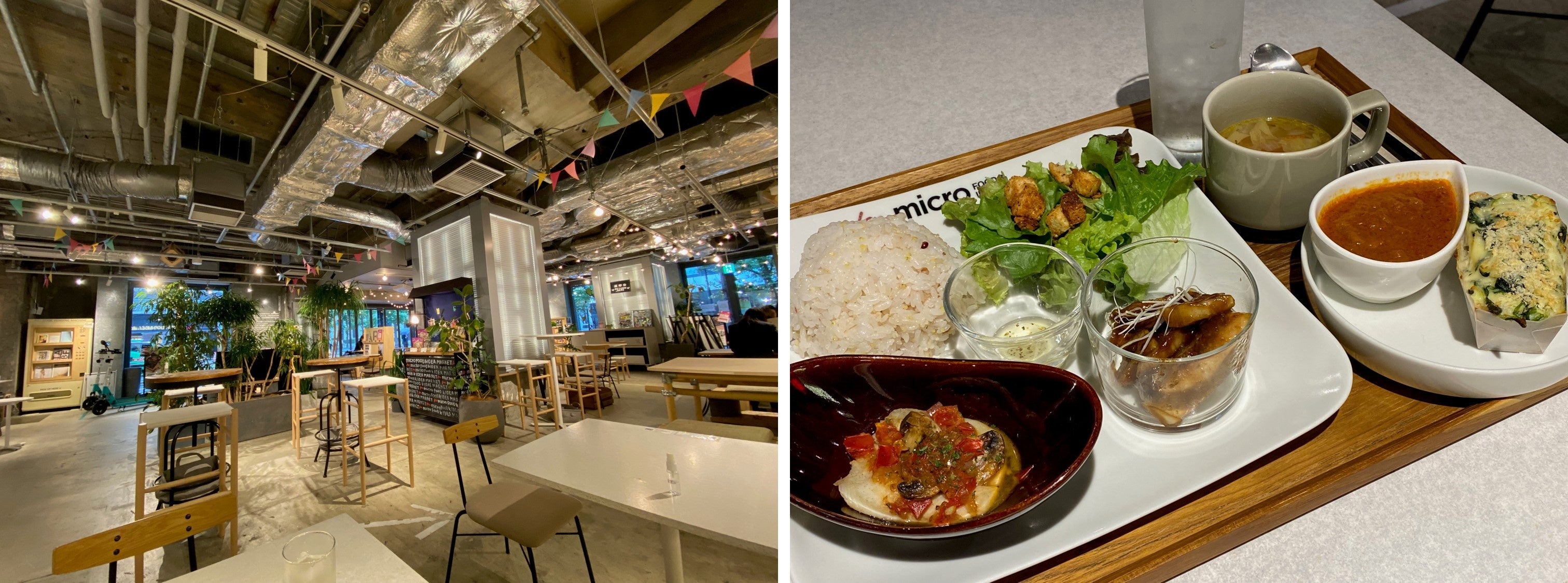 （左）会場風景（右）ランチメニュー