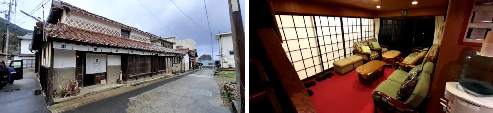 ▲古民家宿「NIPPONIA 出雲鷺浦 漁師町」 <右>海鮮民宿「ことぶき荘」