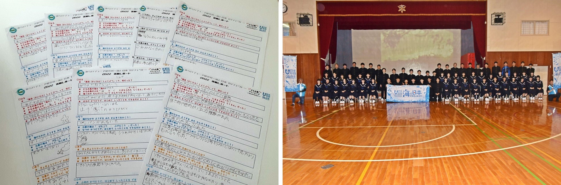 (左)学びの詰まった活動レポート(右)高校生の活動と集約して成果を活用