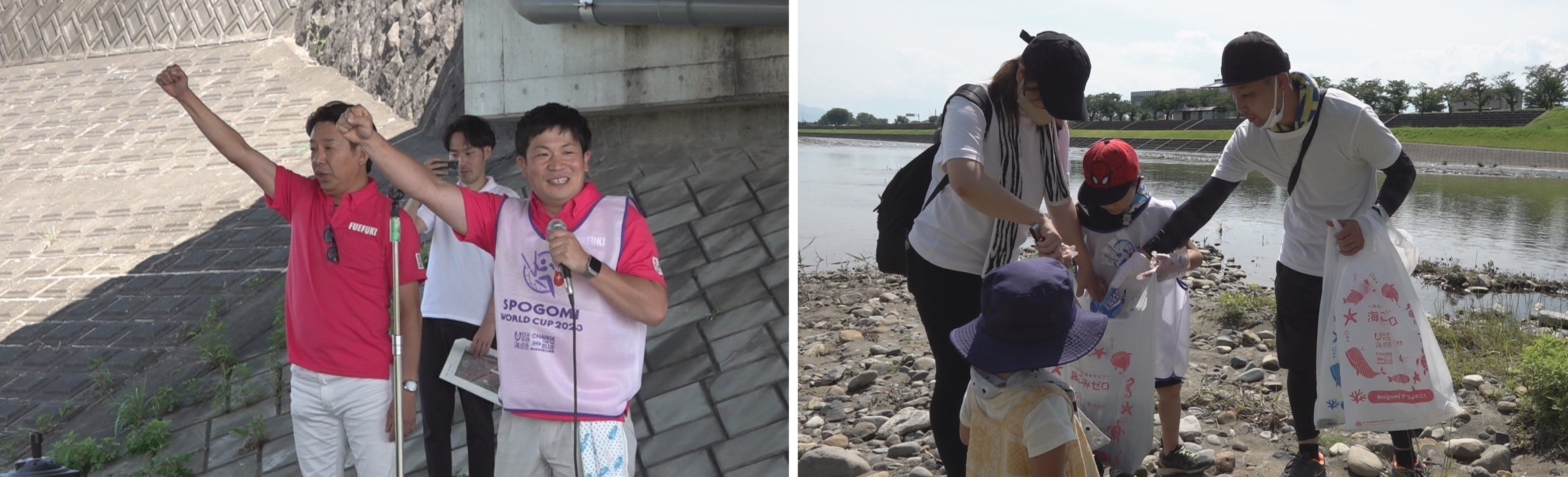 （左）山下笛吹市長と元五輪選手の中山さん（右）今回は8組の親子も出場