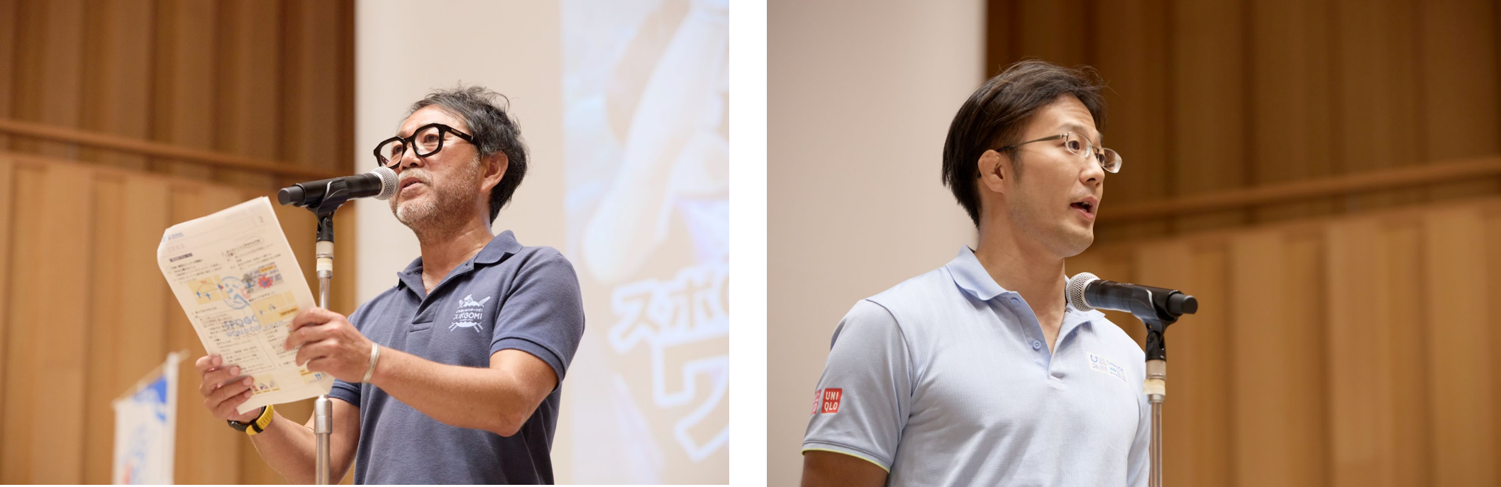 （左）日本スポGOMI連盟 代表理事 馬見塚　（右）日本財団 海洋事業部 海洋環境チーム 宇田川氏