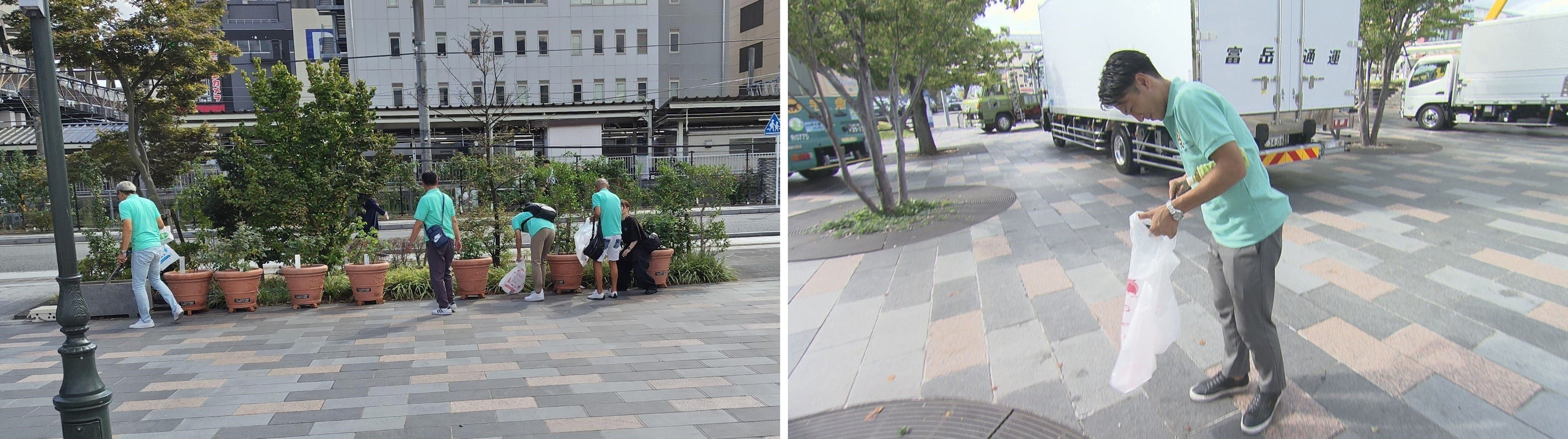 9月最後の日でも会場の甲府駅周辺は30度近い暑さの中、トラック協会の皆さんに協力いただきました