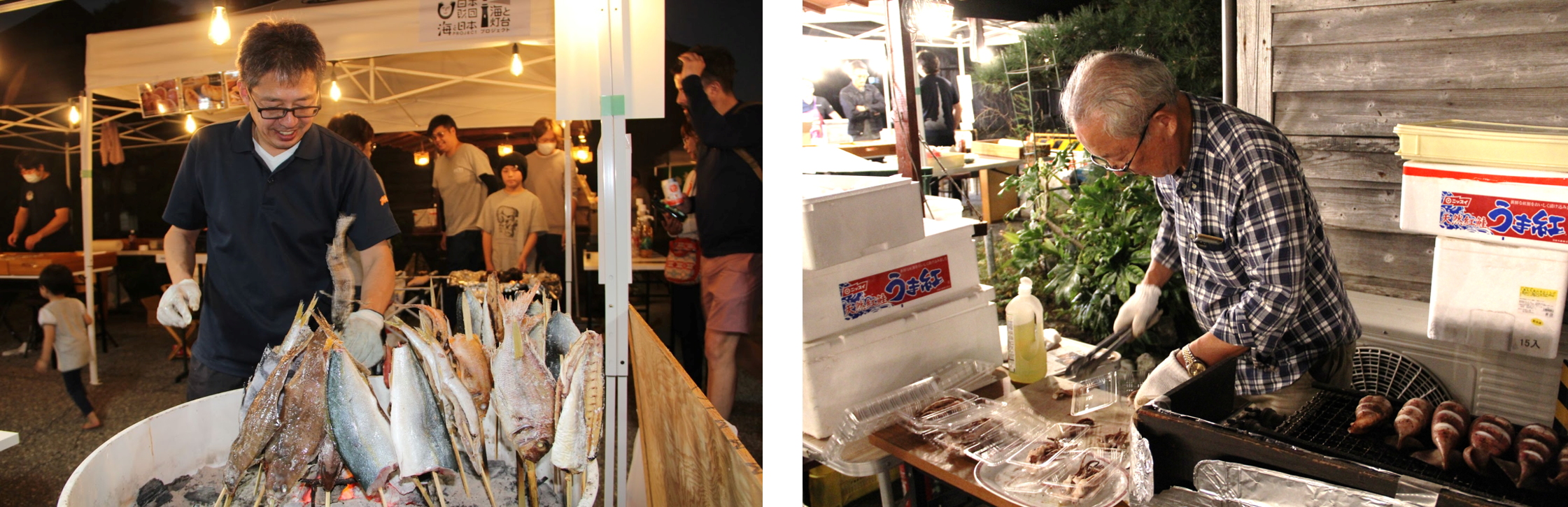 生地の伝統料理法「たて焼き」目当てに県外客も来場　　実行委員会の代表も奮闘。地元民で作り上げるイベントに