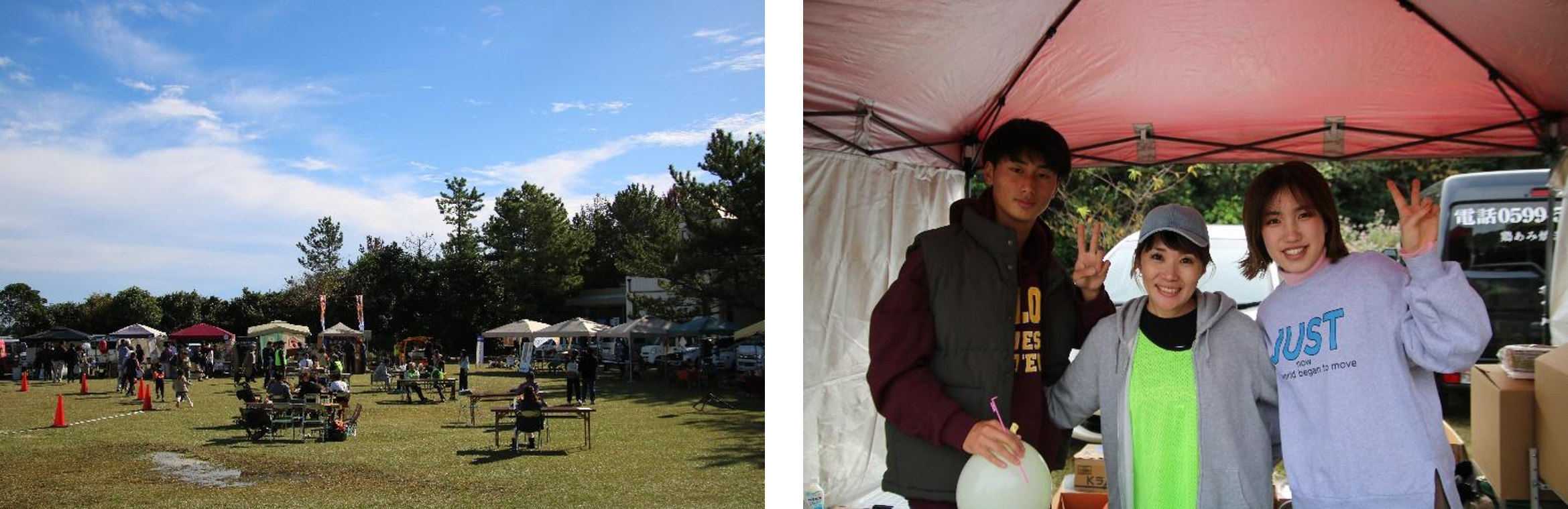 （写真左）ライトハウスフェスの様子 　 （写真右）あのりマルシェの出店者