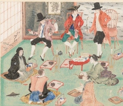 ▲桂川甫賢筆 長崎屋宴会図