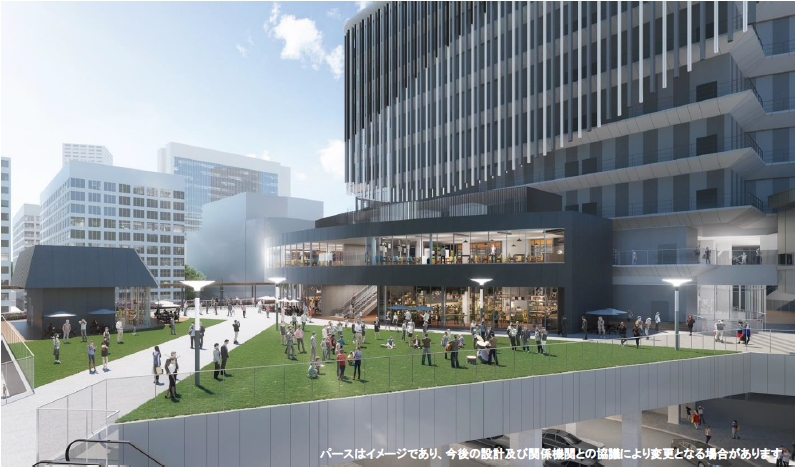 駅前広場上空デッキ（ミント神戸前から南西を望む）