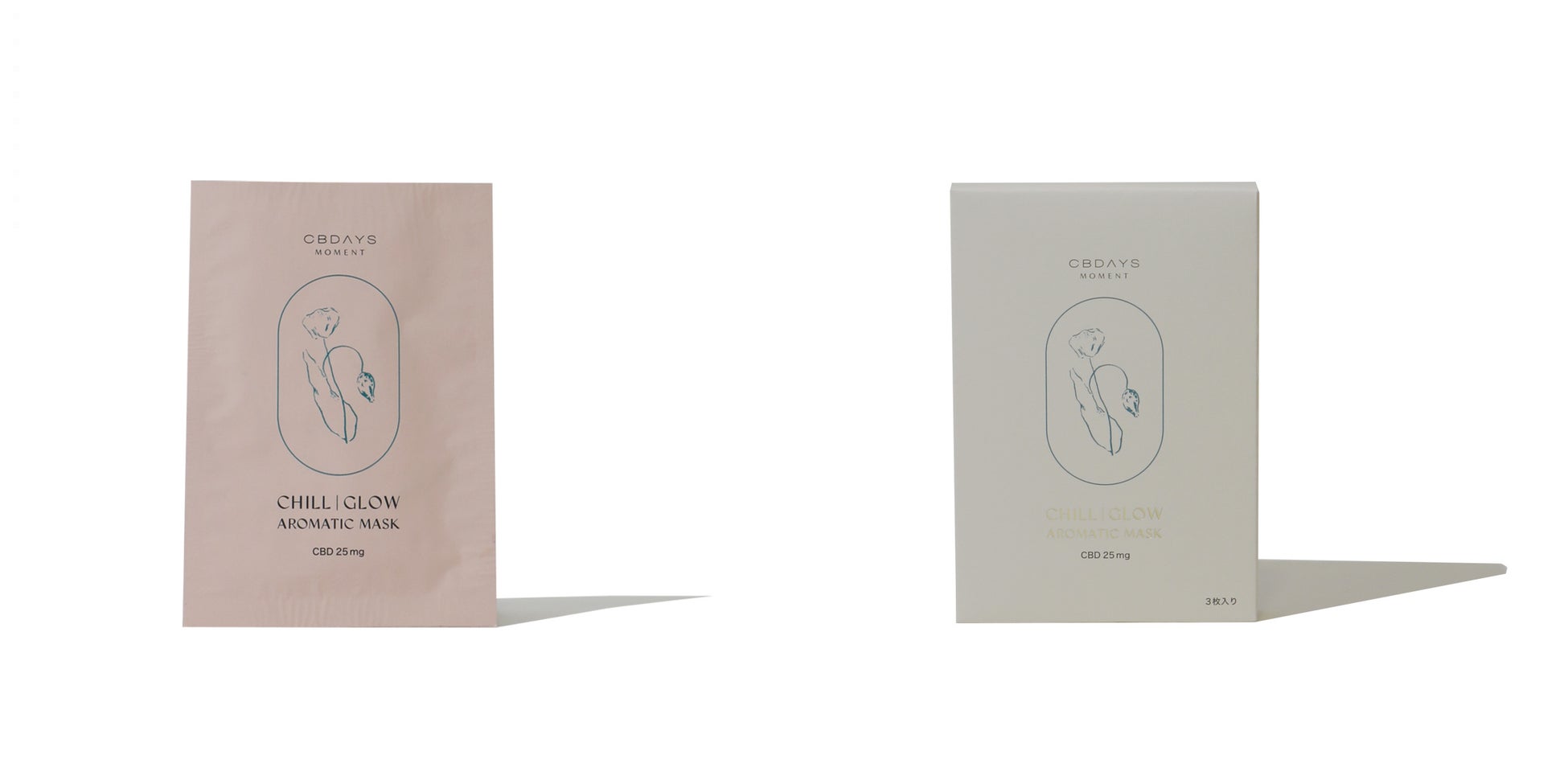 CHILL|GLOW AROMATIC MASK(チルアンドグローアロマティックマスク):(写真左から)1枚入り、3枚入り