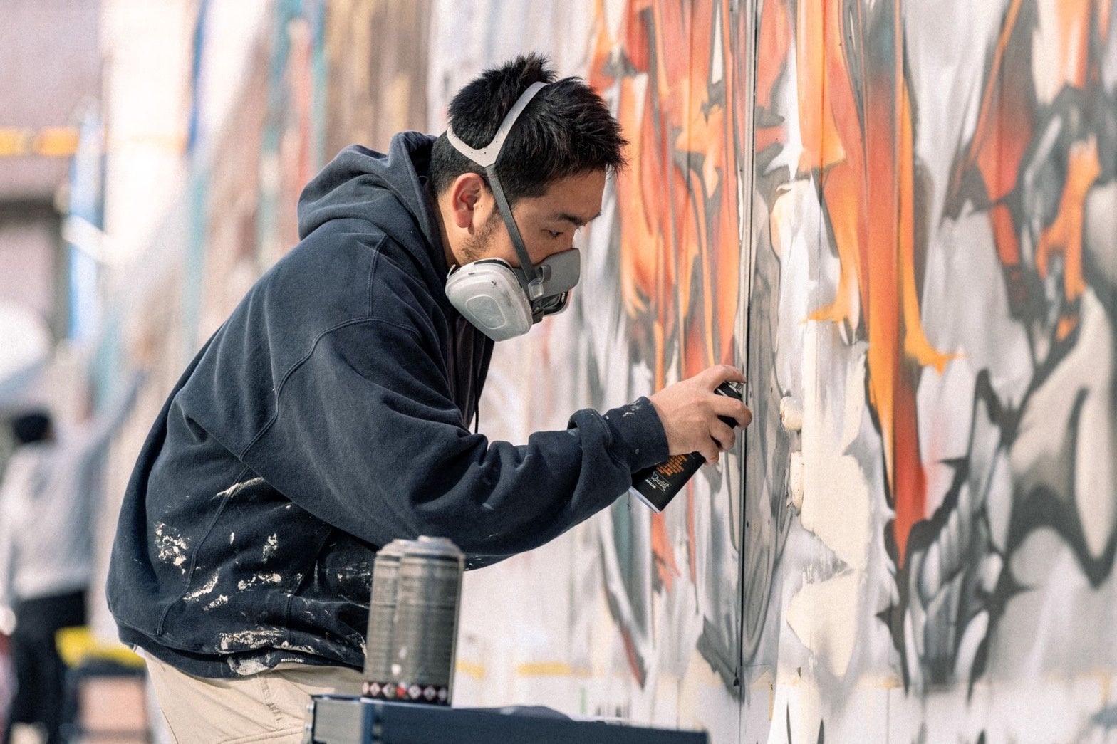 グラフィティ制作中のMorita