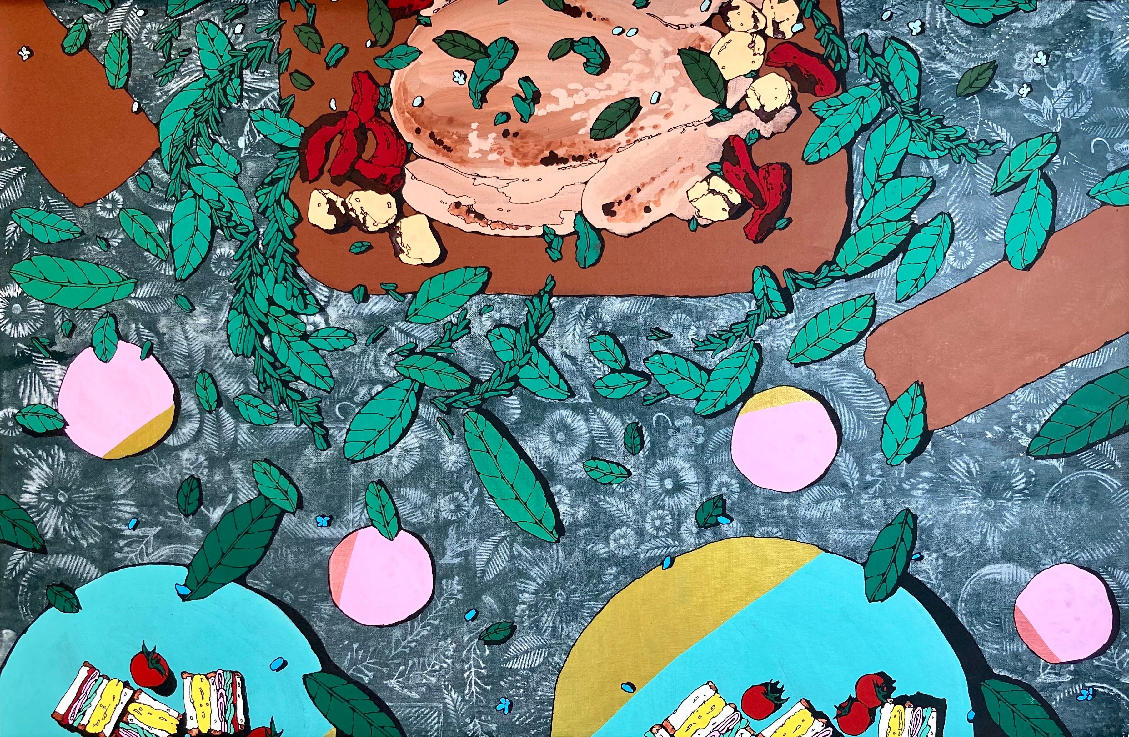 icco Yoshimura『supper』 100.0 × 975.0 cm, ロール カンバス アクリル, 2022年