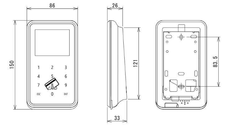 ICカードで扉の電気錠を解錠するリーダー「液晶付テンキーカード