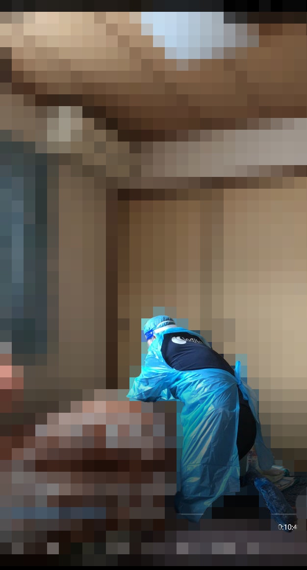 陽性者宅にて介護