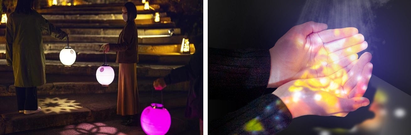 NAKEDディスタンス提灯®(左)、NAKED つくばい™(右)