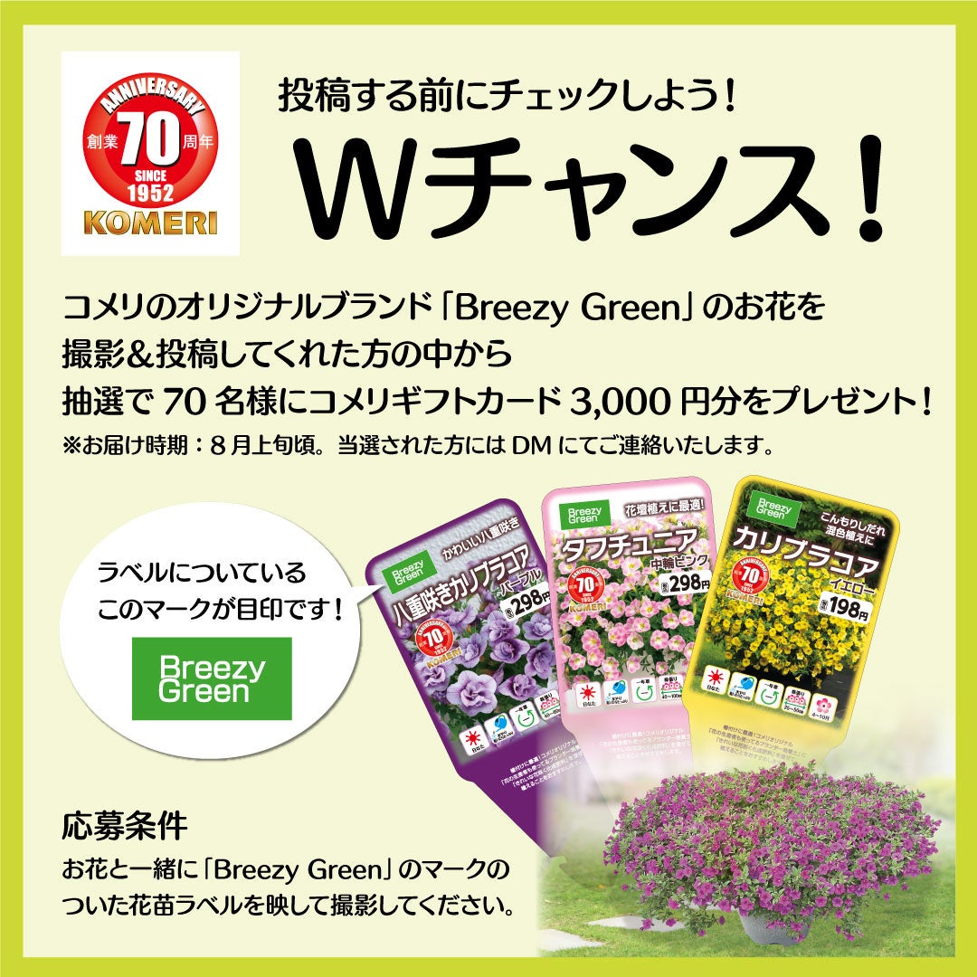コメリ創業70周年記念企画 日頃のご愛顧に感謝の気持ちを込めて