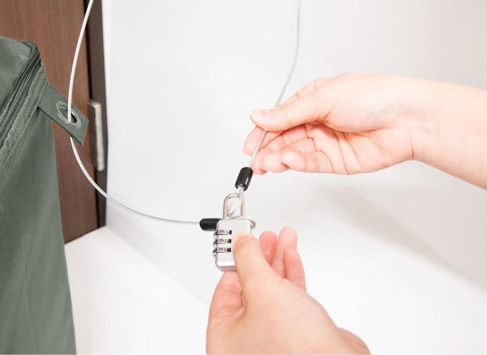 防犯ワイヤーをドアノブ等に通して持ち去り防止