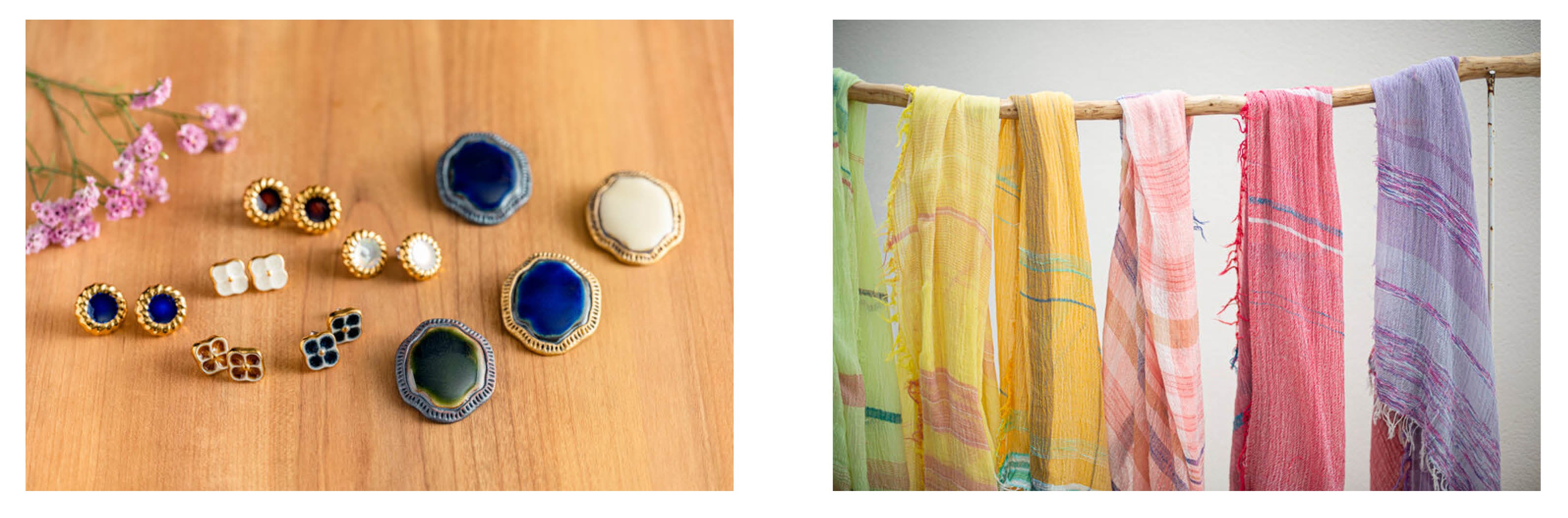 ＜左：「七窯社」、右：「tamaki niime」の商品（イメージ）＞