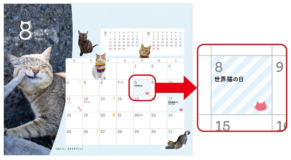 ＜「世界猫の日」掲載の8月表面＞