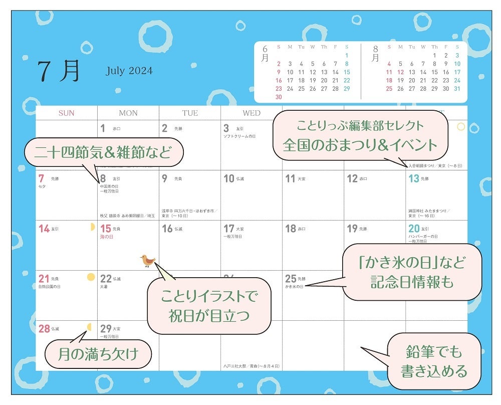 ＜カレンダー記載内容説明画像＞