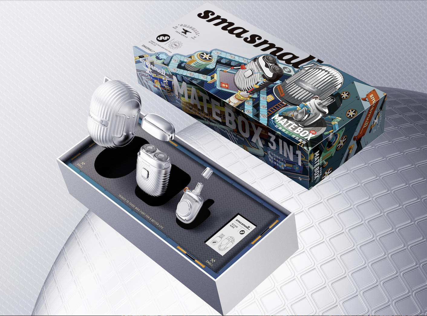 超小型電気シェーバーとノーズトリマーがセット