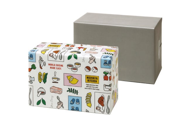 左：デザイン包装紙、右：無地包装紙