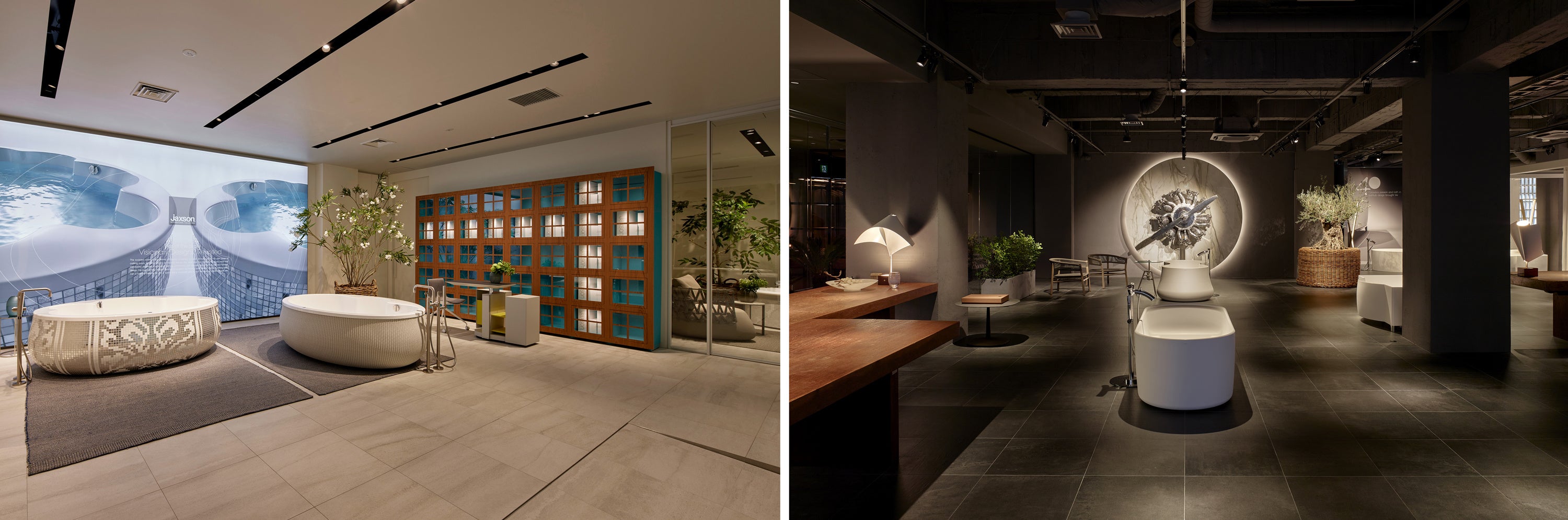 左）JAXSON旗艦ショールーム “JAXSON TOKYO”　　右）HIDEO旗艦ショールーム “HIDEO TOKYO ”