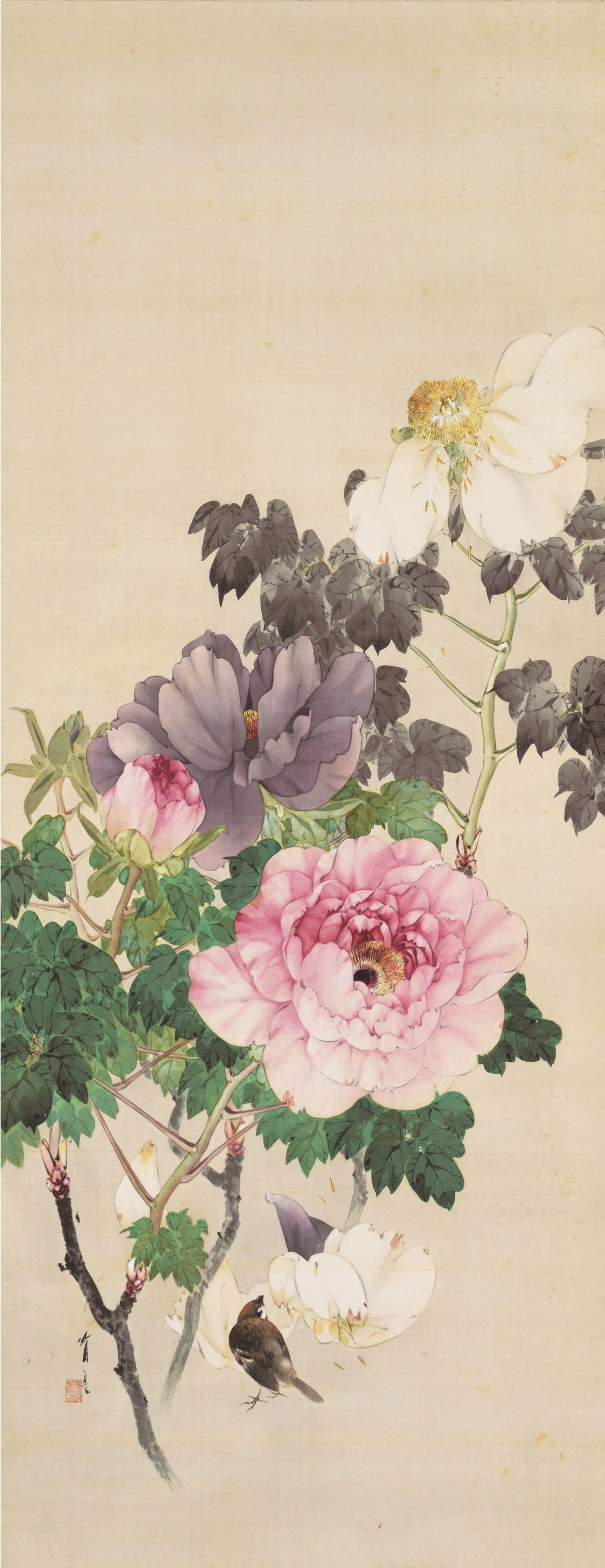 渡邊省亭「十二ヶ月花鳥図」より四月　明治末期～大正初期　個人蔵