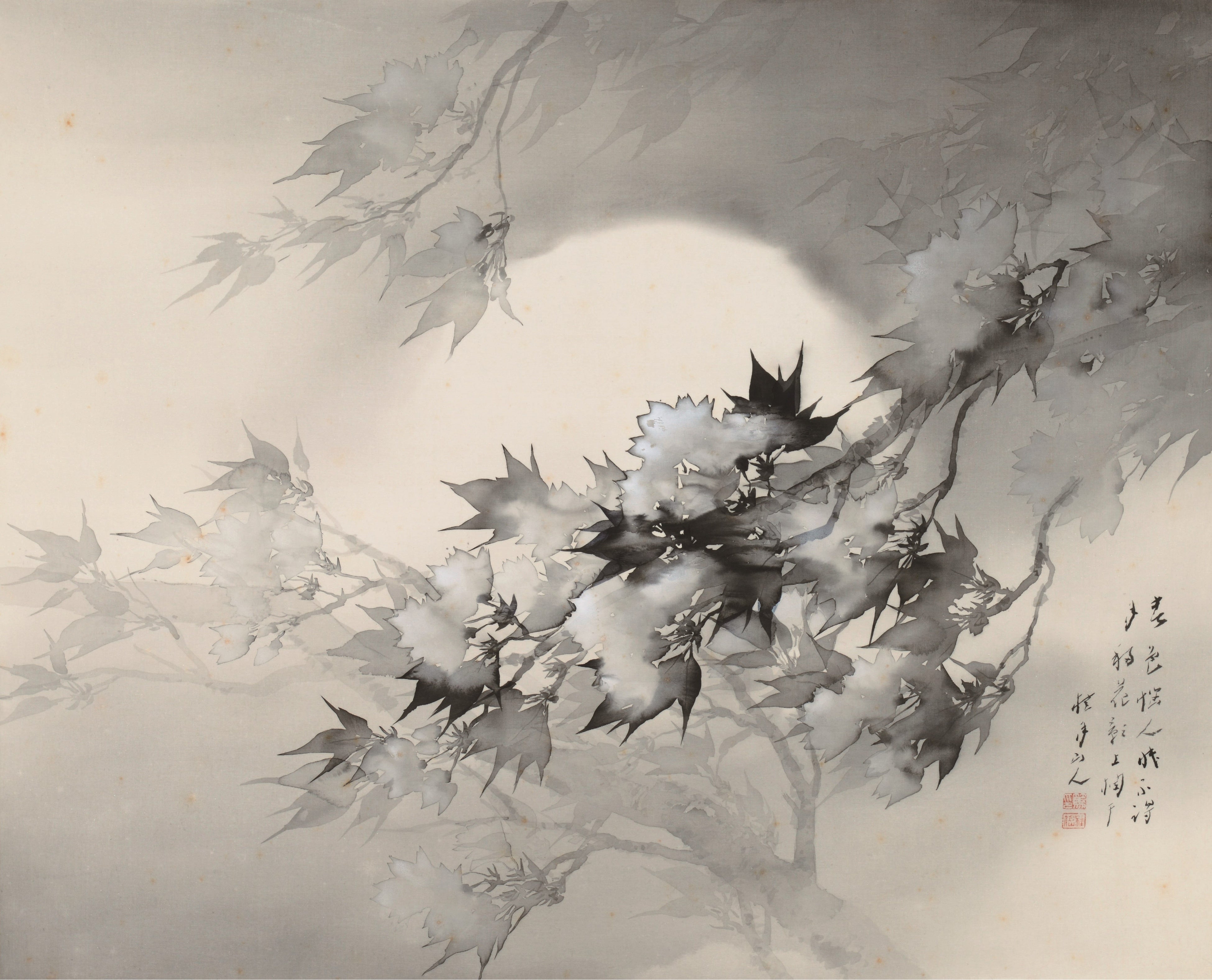 松林桂月「夜桜（春宵花影）」昭和期　個人蔵