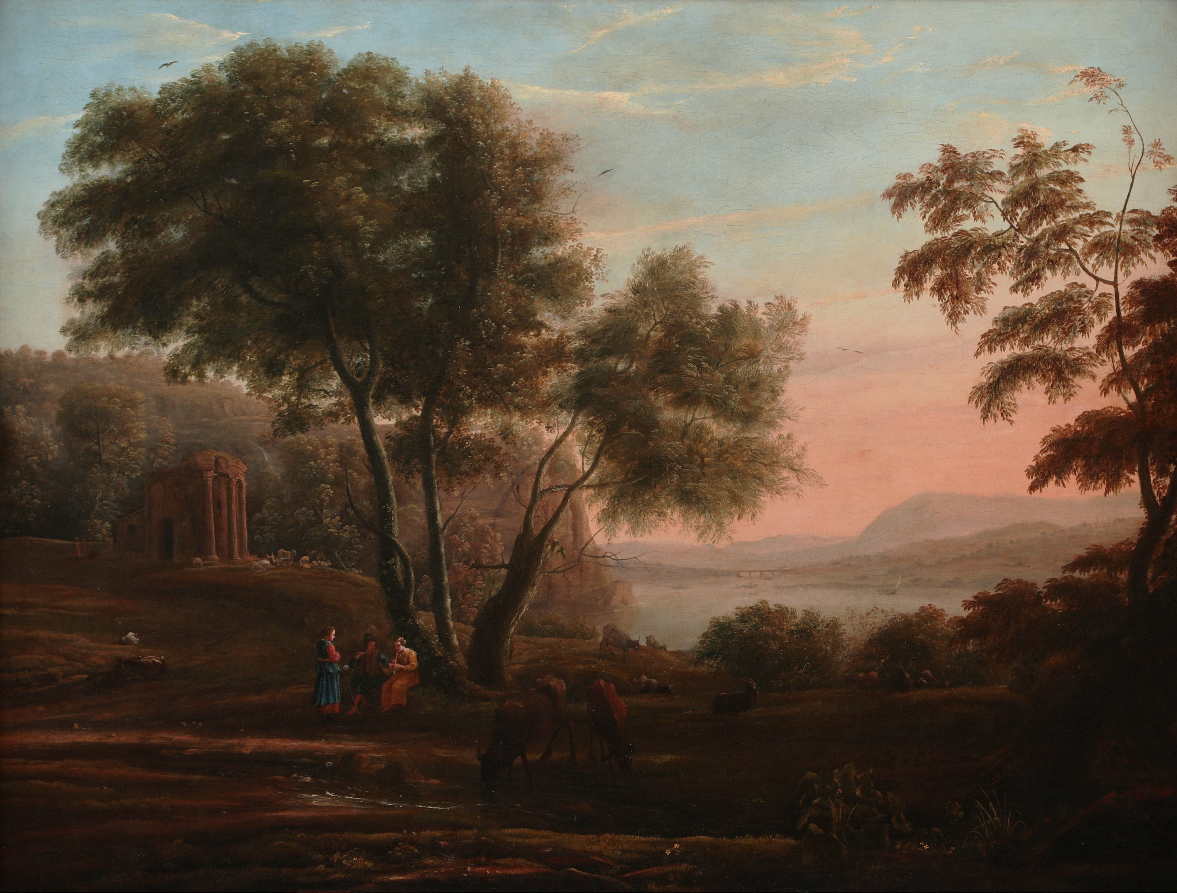 クロード・ロラン《笛を吹く人物のいる牧歌的風景》静岡県立美術館蔵