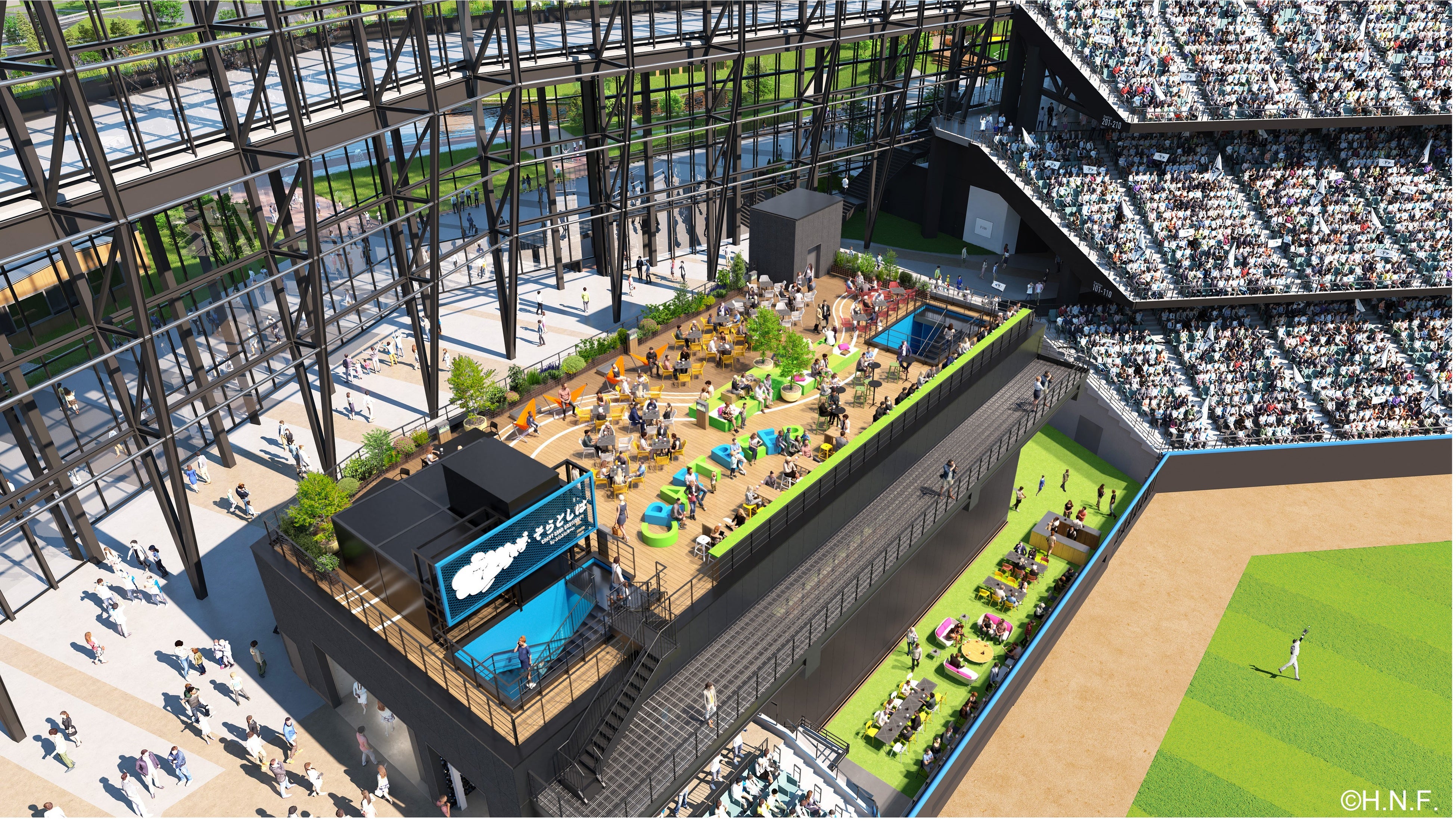 ブルワリーレストラン2階　センターバックスクリーン上